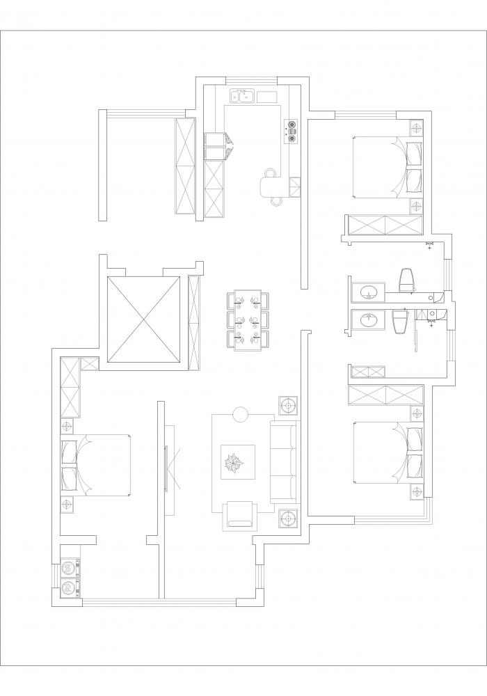 國(guó)仕山146平米現(xiàn)代輕奢風(fēng)格三居室戶型解析